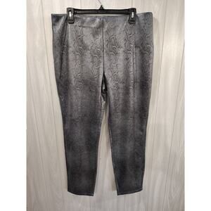 Women's Faux Leather Snake Skin Print Pants Size L Metallic Festival